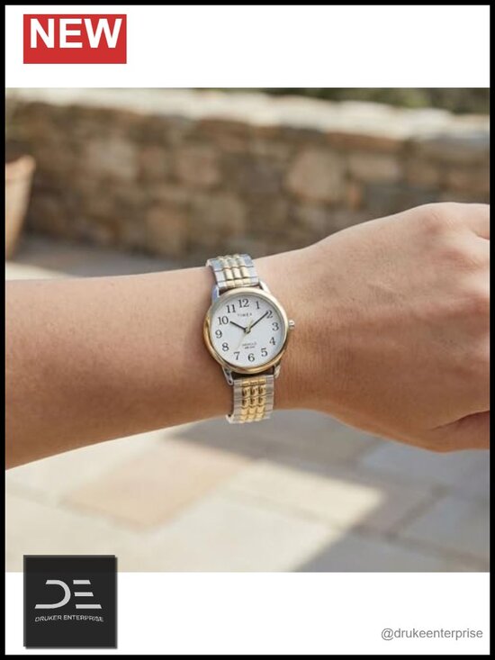 Classic Analog Quartz Watch with Stainless Steel Expansion Band, Indiglo Light, main image 5